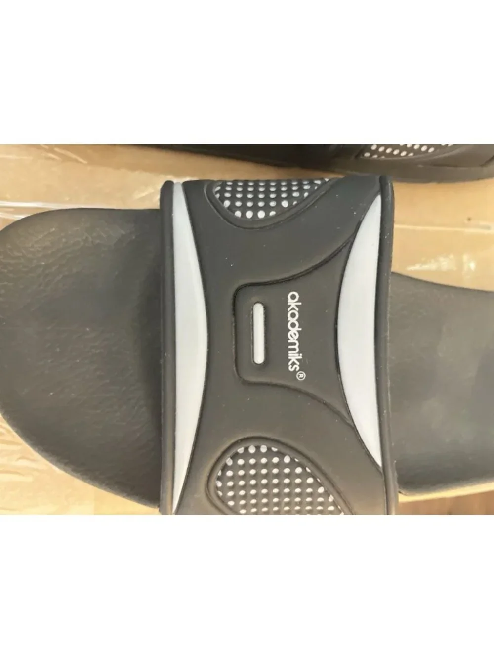 Akademiks Men's Slides Sandals Sz 13 Gray Black Comfort Footbed Athletic Logo
